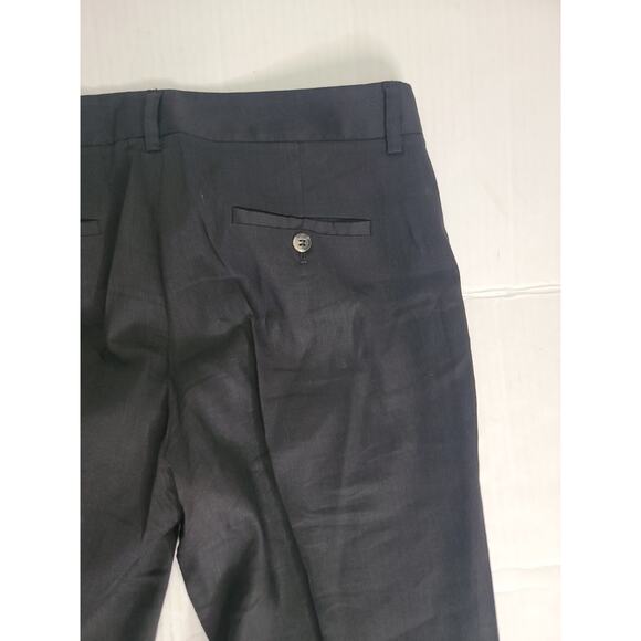Theory Trouser Pants Womens SZ 10 Straight Leg Linen Blend High Rise Black - Picture 9 of 9